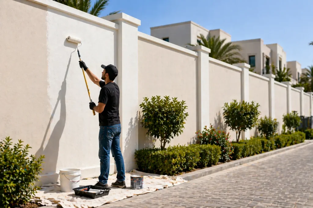 Boundary wall painting Dubai with outdoor wall paint and exterior wall painting services