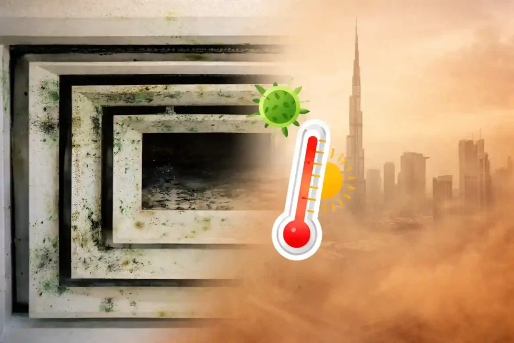 Mold growth in AC ducts Dubai caused by humidity and dust buildup